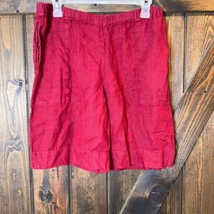 Chicos Bermuda Linen Pull On Pockets Shorts